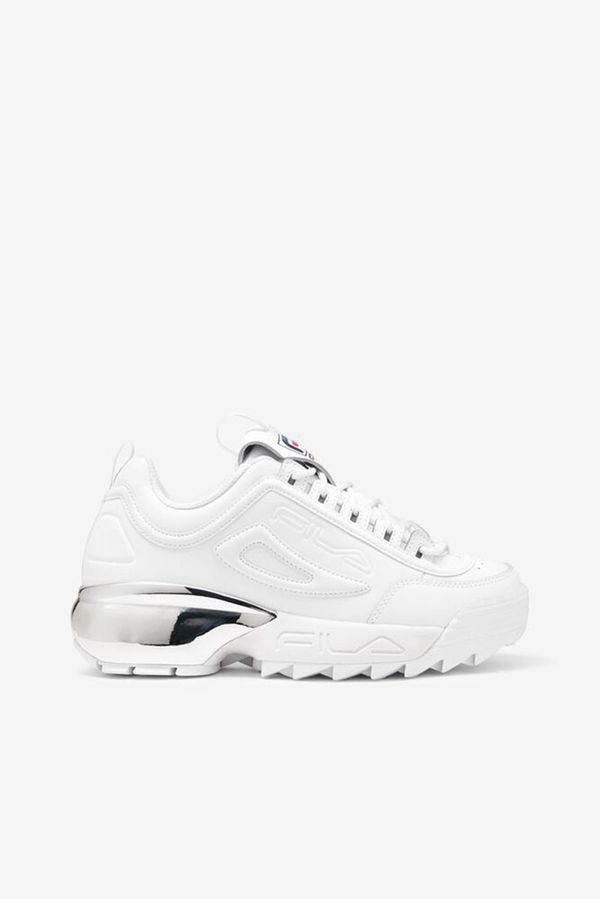Fila Women's Disruptor 2A Chrome Trainers Shoe - White / Navy / Red | UK-921DYCOIX